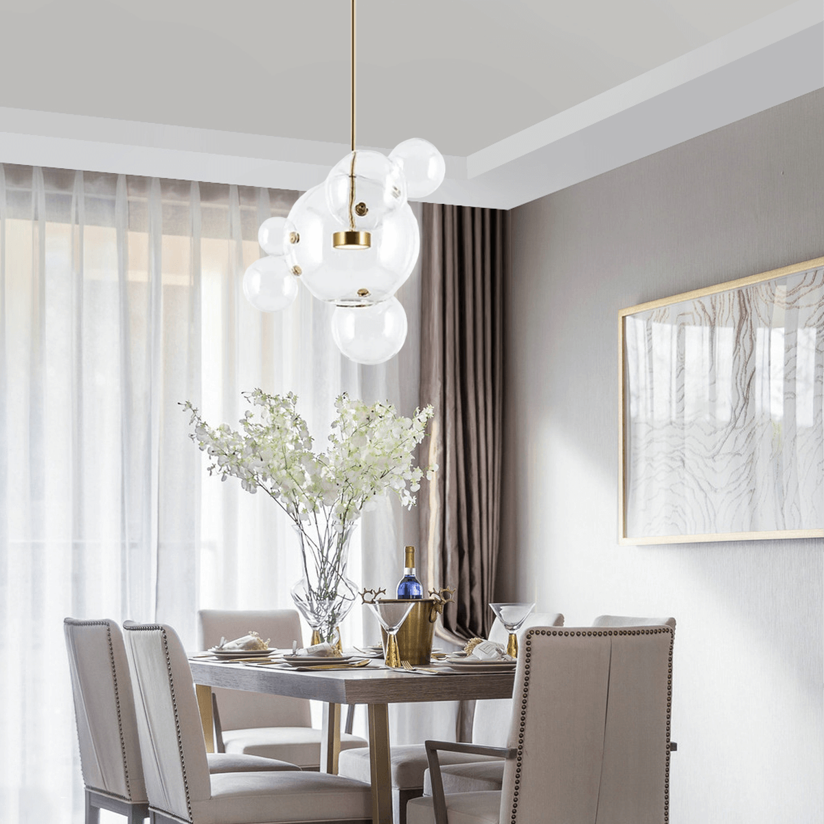 Modern Pendelleuchte LED Glas Klar Sprudelnd Wohn/Esszimmer