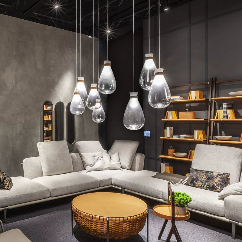 Modern Pendelleuchte Glas Acryl Weiß Wohnzimmer