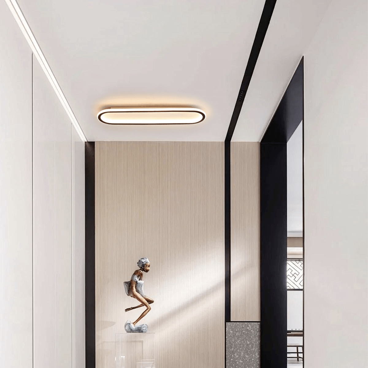 Moderne Deckenleuchte Rechteckig -Schwarz-Einfaches Design, ideal für die Beleuchtung von Fluren