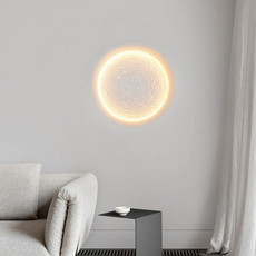 Art Deco Wandlampe LED Mond Weiß Gips Wohnzimmer
