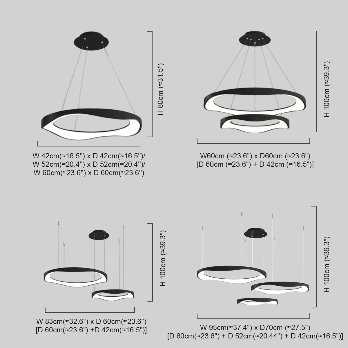 Moderne Pendelleuchte LED Ring Schwarz/Weiß Metall Wohn/Esszimmer
