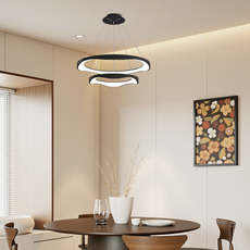 Moderne Pendelleuchte LED Ring Schwarz/Weiß Metall Wohn/Esszimmer