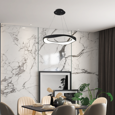 Moderne Pendelleuchte LED Ring Schwarz/Weiß Metall Wohn/Esszimmer
