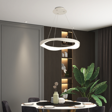 Moderne Pendelleuchte LED Ring Schwarz/Weiß Metall Wohn/Esszimmer