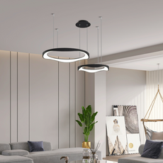 Moderne Pendelleuchte LED Ring Schwarz/Weiß Metall Wohn/Esszimmer