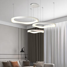 Moderne Pendelleuchte LED Ring Schwarz/Weiß Metall Wohn/Esszimmer