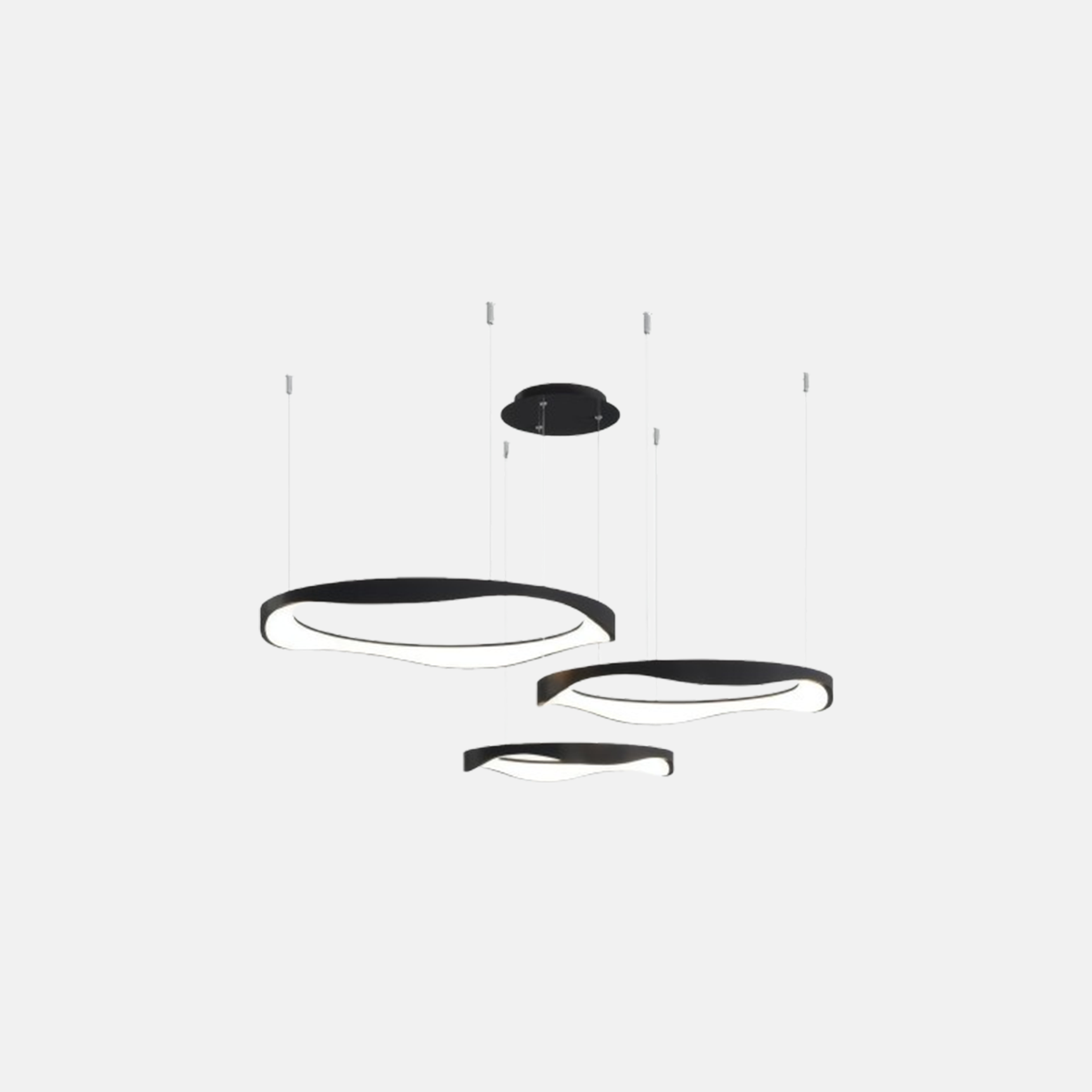 Moderne Pendelleuchte LED Ring Schwarz/Weiß Metall Wohn/Esszimmer