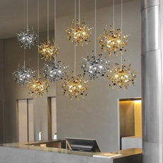 Art Deco Pendelleuchte LED Metall Gold Silber Esszimmer