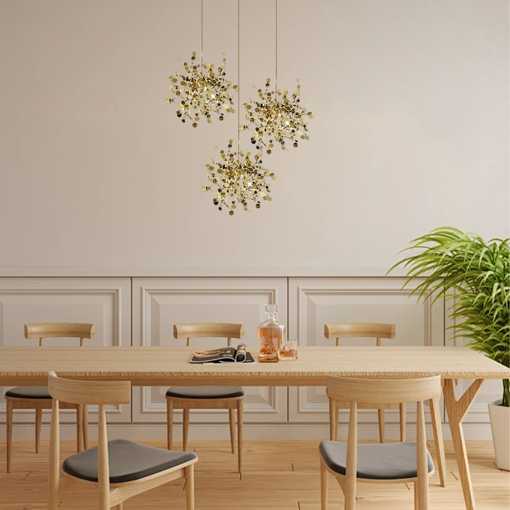Art Deco Pendelleuchte LED Metall Gold Silber Esszimmer