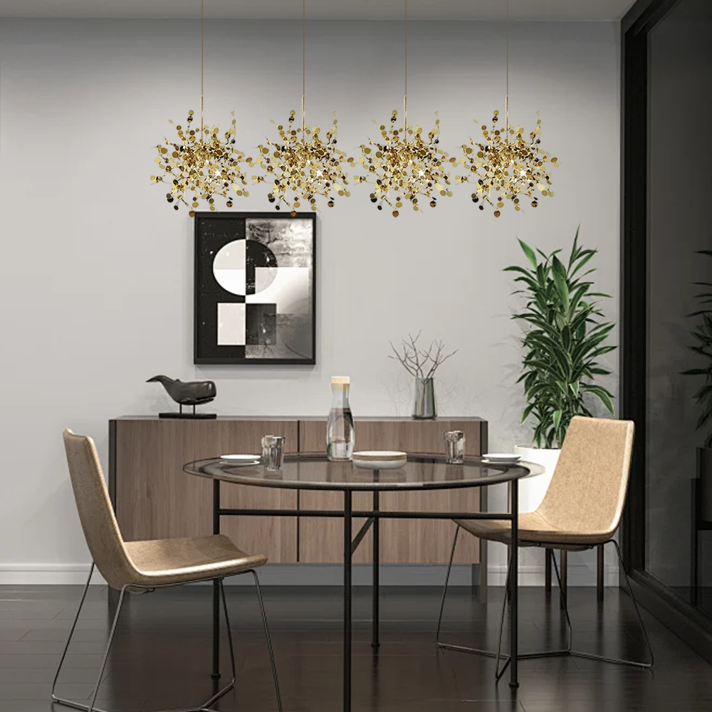Art Deco Pendelleuchte LED Metall Gold Silber Esszimmer