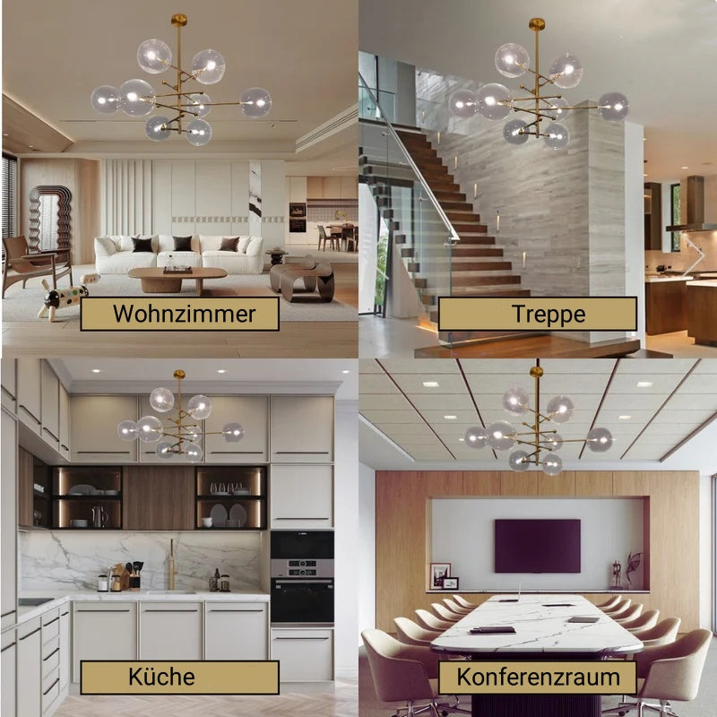 Nordic Kronleuchter  LED Glas Schwarz Esszimmer/Wohnzimmer