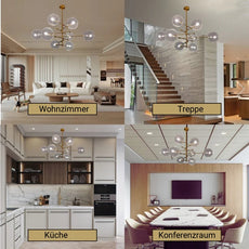 Nordic Kronleuchter  LED Glas Schwarz Esszimmer/Wohnzimmer