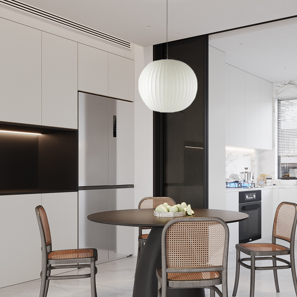 Nordic Pendelleuchte LED Weiß Metall/Stoff Wohnzimmer/Esstisch