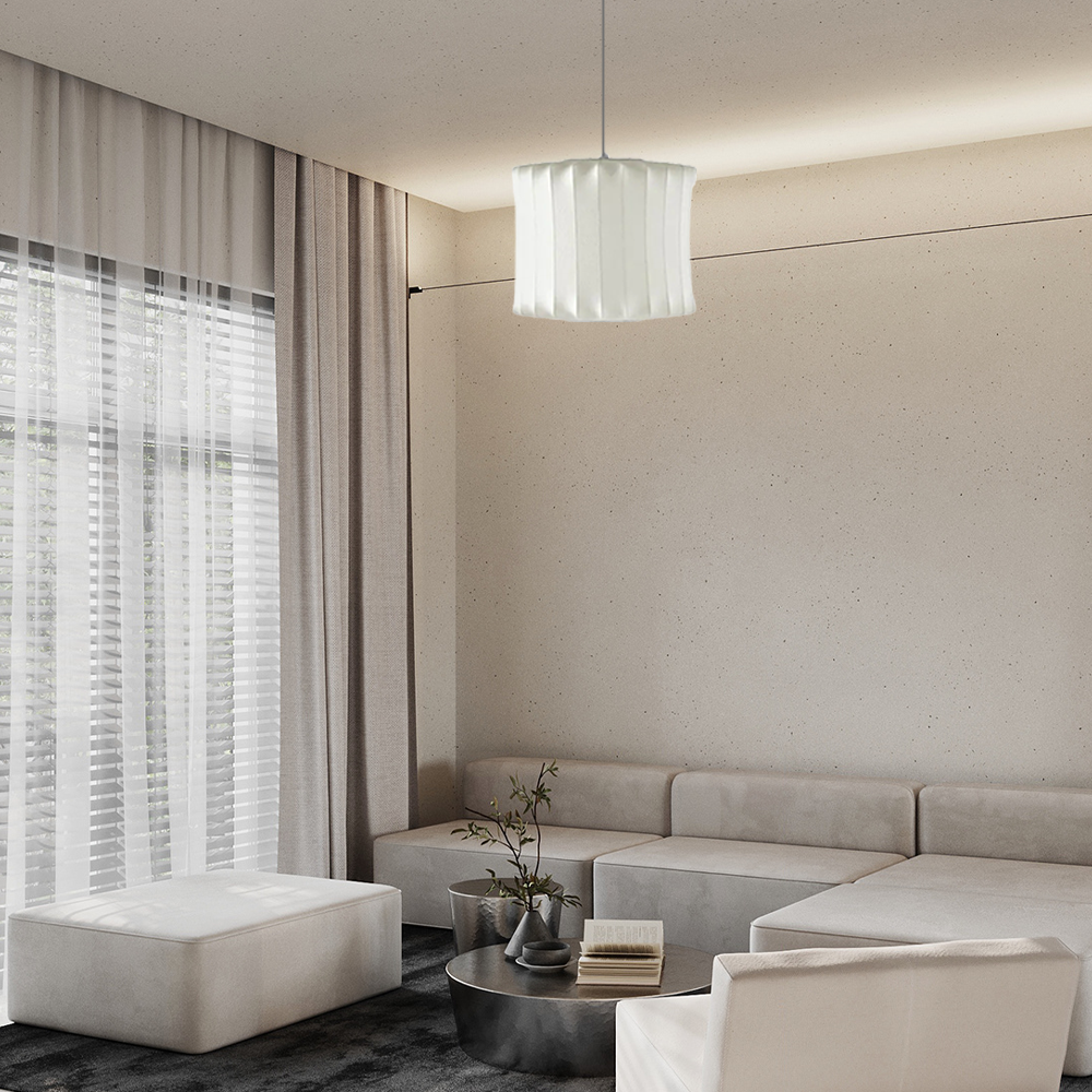 Nordic Pendelleuchte LED Weiß Metall/Stoff Wohnzimmer/Esstisch