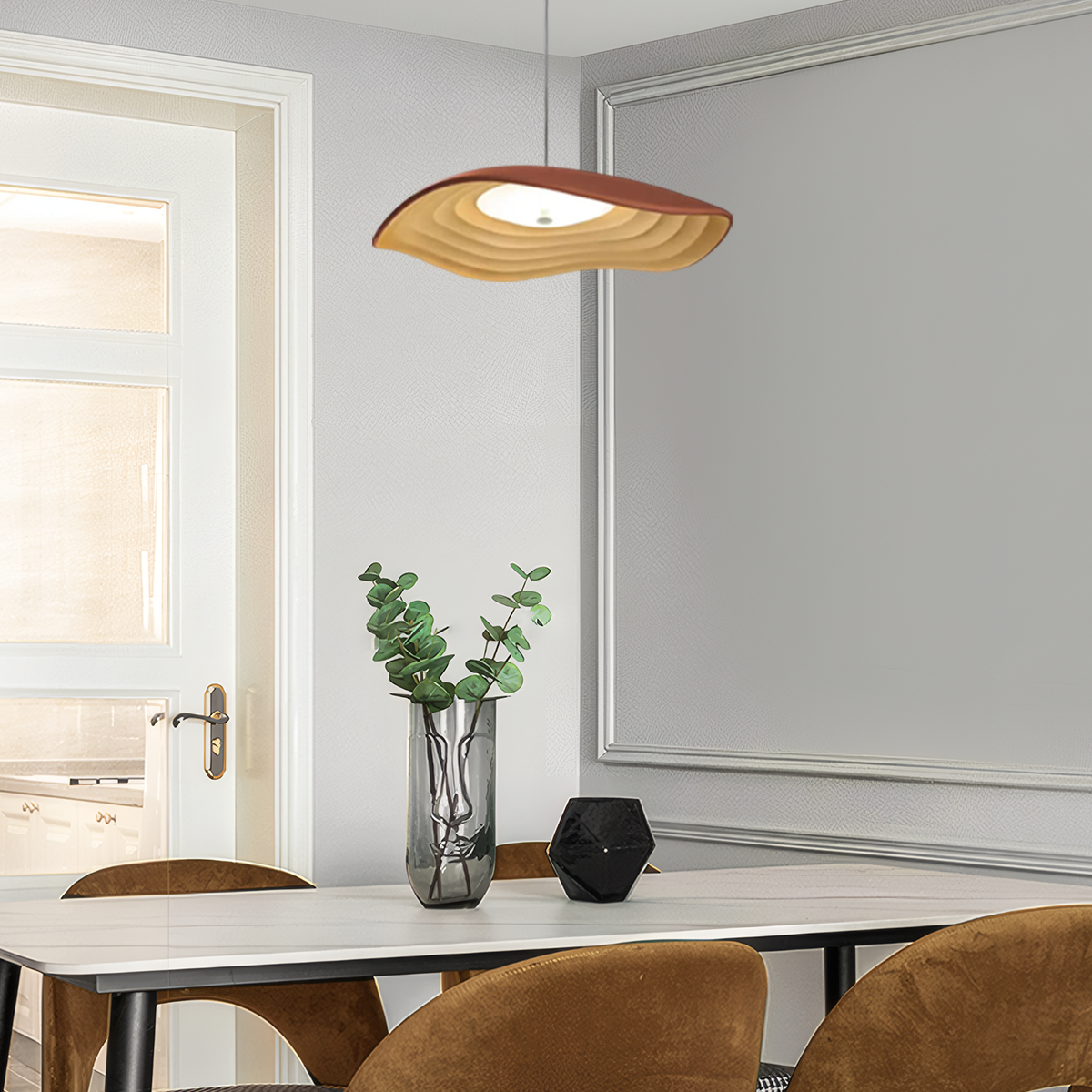 Nordic Pendelleuchte LED Geometrisch Kreis Harz Weiß Esszimmer