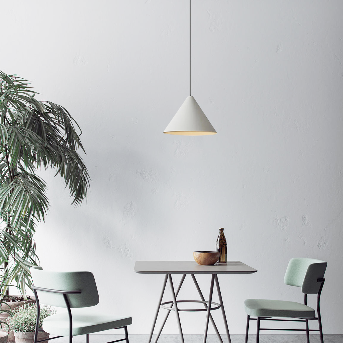 Moderne Pendelleuchte Weiß Metall Haube Esszimmer