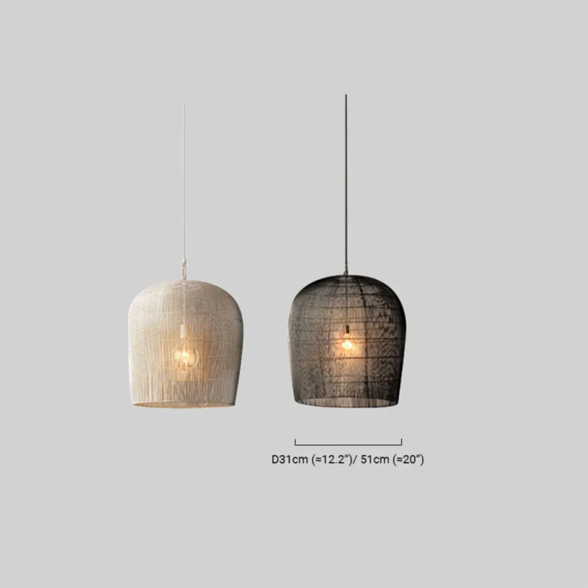 Bauernhaus Pendelleuchte Weiß Metall Rattan Hooded Schlafzimmer