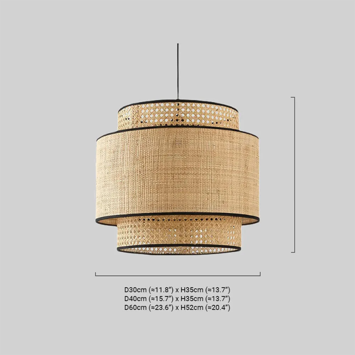 Landhausstil Pendelleuchte LED Holzfarbe Metall/Rattan Wohnzimmer