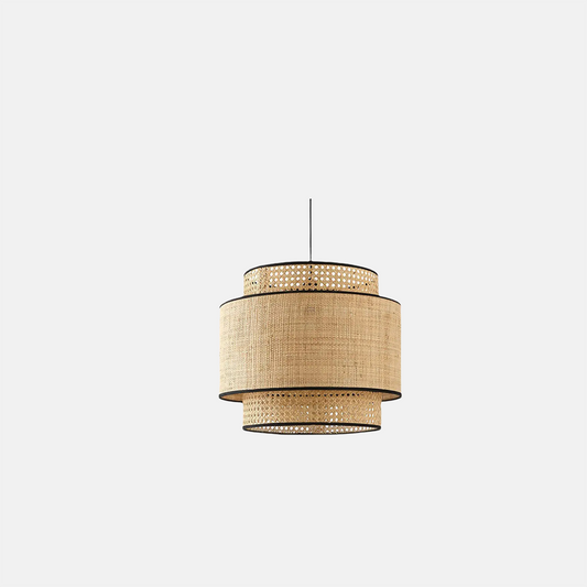 Landhausstil Pendelleuchte LED Holzfarbe Metall/Rattan Wohnzimmer