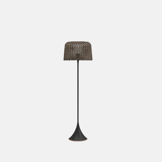 Vintage Außenstehleuchte LED Rattan Metall Kapsel Schwarz