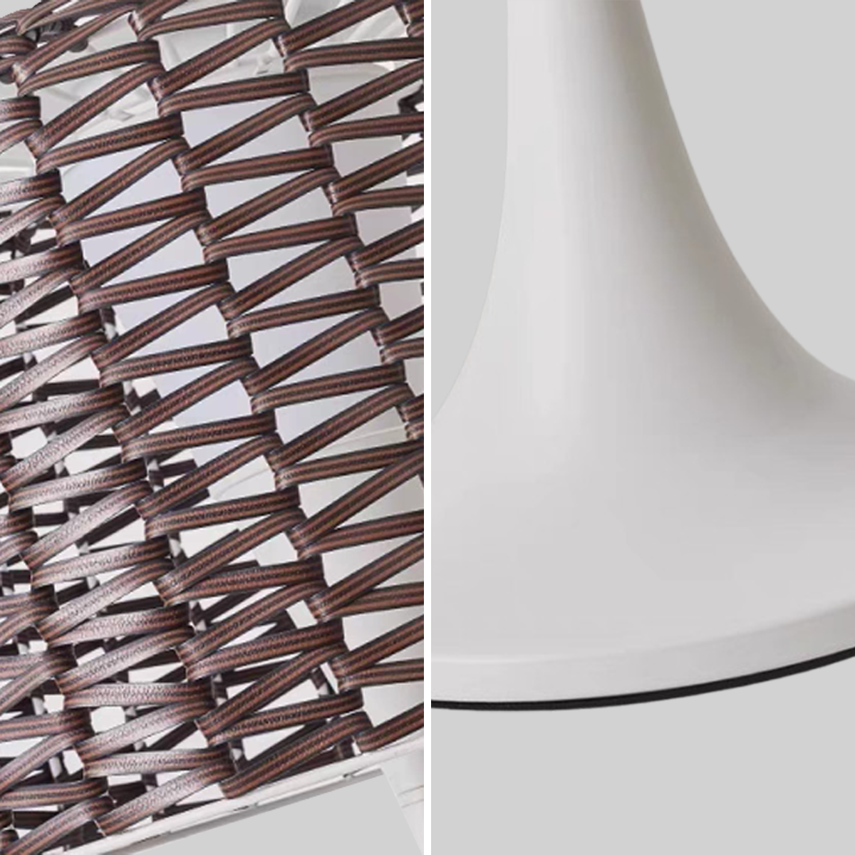 Details der vintage LED-Außenstehleuchte aus Rattan und Metall