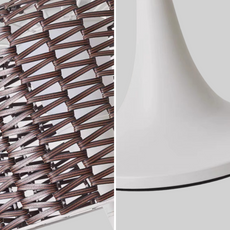 Details der vintage LED-Außenstehleuchte aus Rattan und Metall