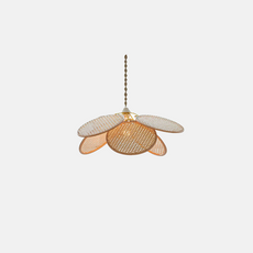 Landhausstil Pendelleuchte LED Blumen Holz Rattan Wohnzimmer