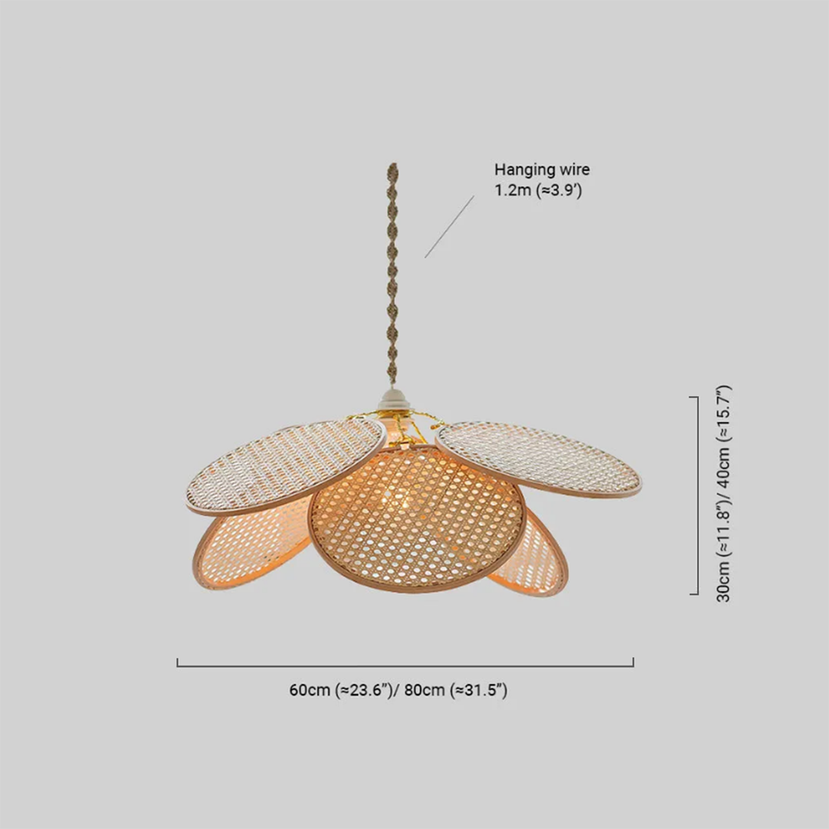 Landhausstil Pendelleuchte LED Blumen Holz Rattan Wohnzimmer