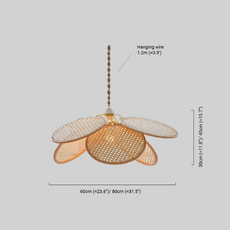 Landhausstil Pendelleuchte LED Blumen Holz Rattan Wohnzimmer