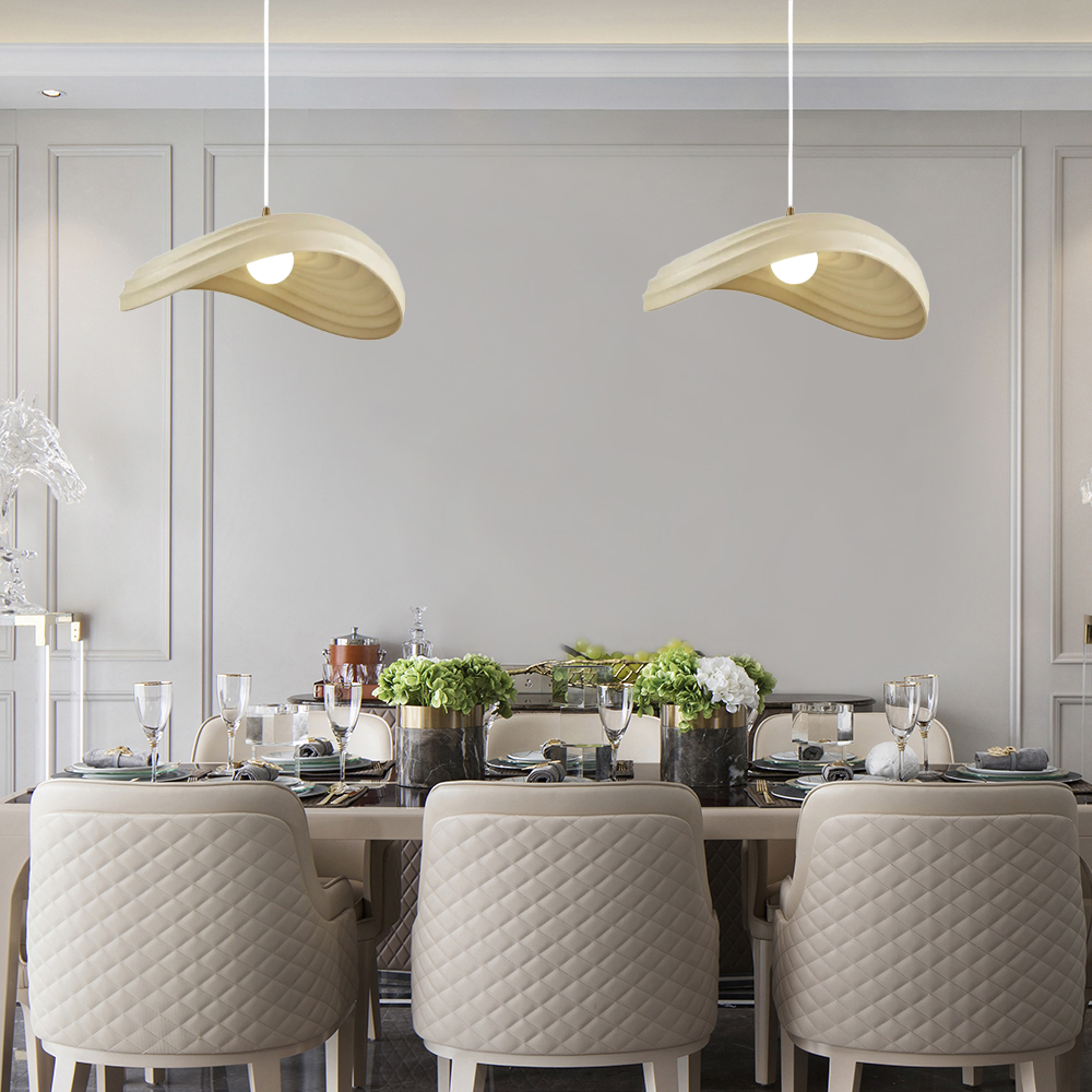 Nordic Pendelleuchte LED Kappenförmig B-Beige über dem Esstisch
