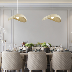 Nordic Pendelleuchte LED Kappenförmig B-Beige über dem Esstisch