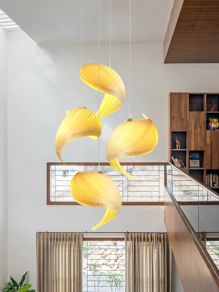 Art Deco Pendelleuchte Metall Holz Gelb Wohnzimmer