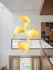 Art Deco Pendelleuchte Metall Holz Gelb Wohnzimmer