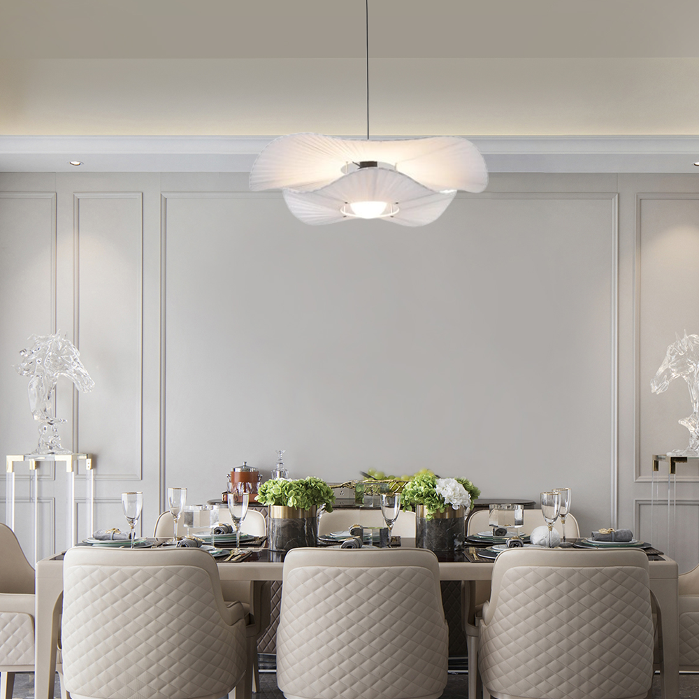 Modern Pendelleuchte LED Wolken Weiß Stoff Esszimmer