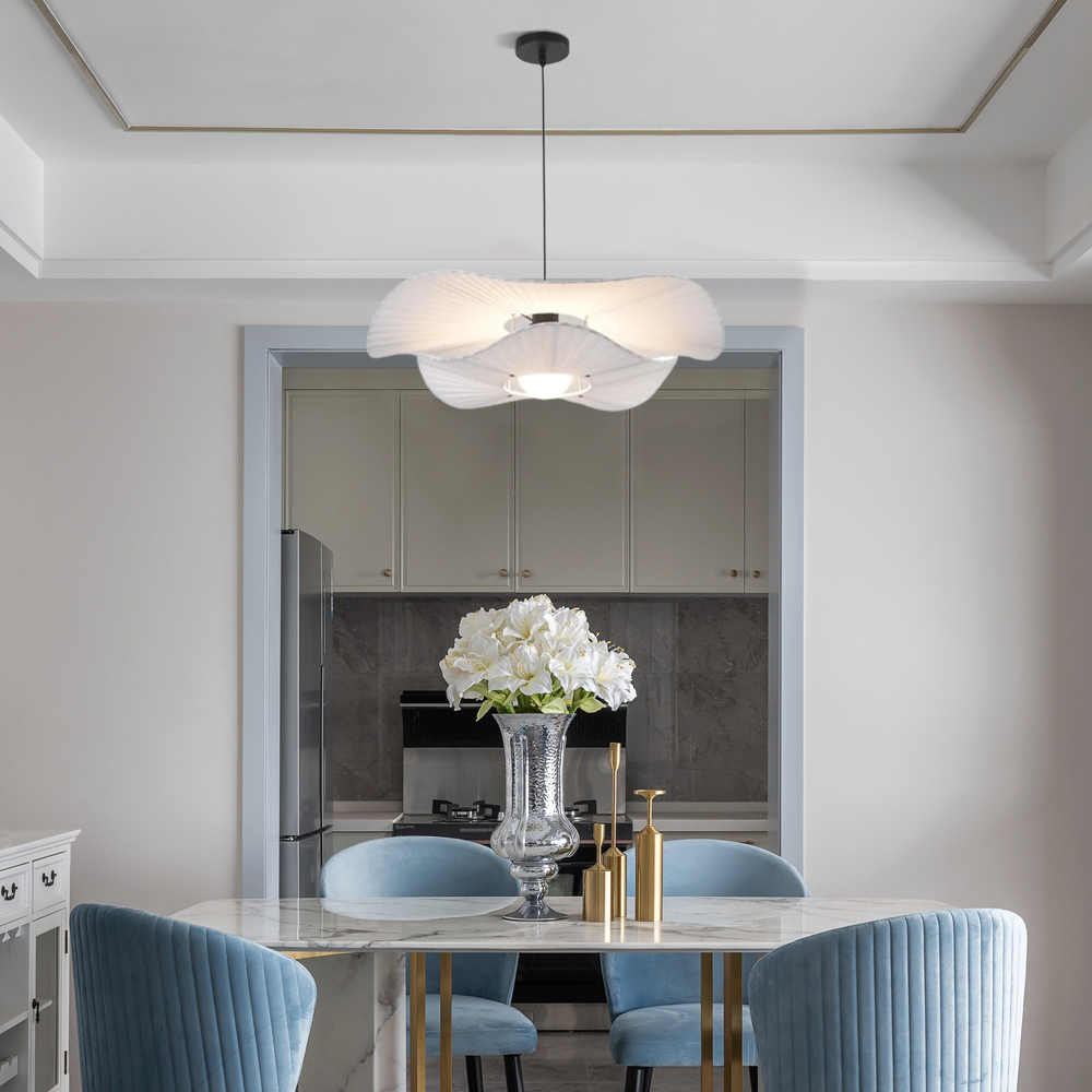 Modern Pendelleuchte LED Wolken Weiß Stoff Esszimmer
