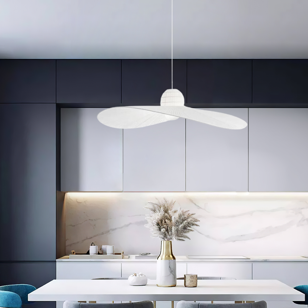 Modern Pendelleuchte LED Kappenförmig Weiß/Schwarz Stoff Kücheinsel
