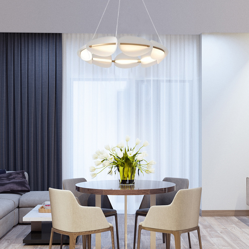Modern Pendelleuchte LED Metall Rund Weiß Wohnzimmer