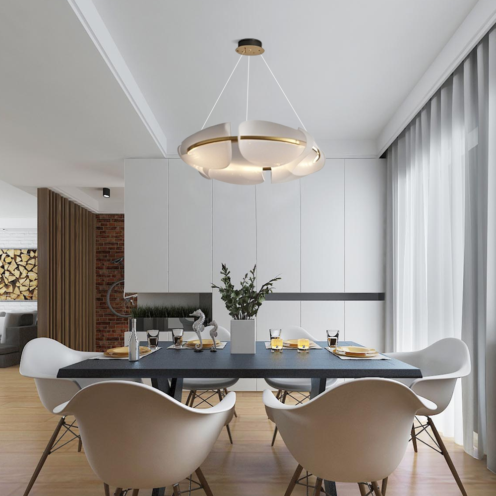 Modern Pendelleuchte LED Metall Rund Weiß Wohnzimmer