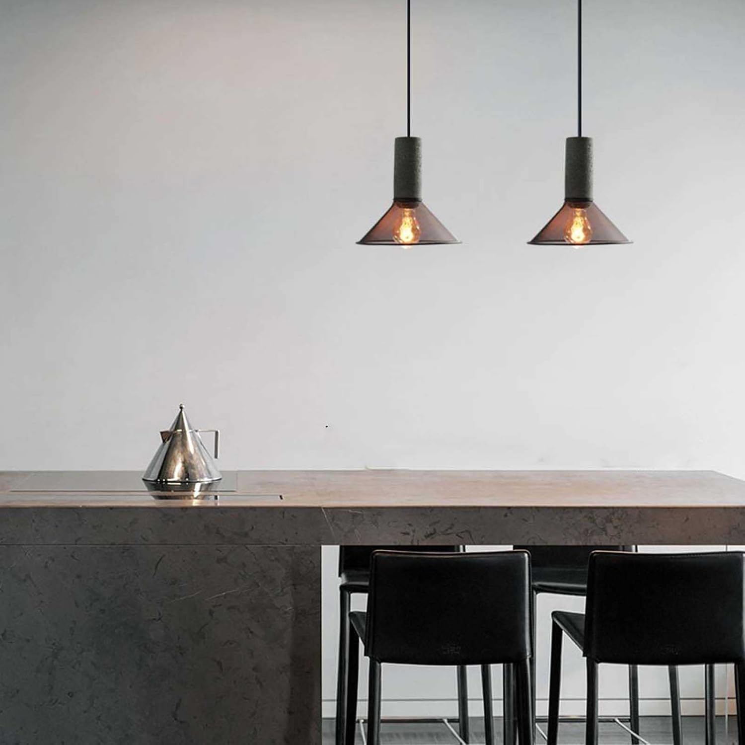 Minimalistisch Pendelleuchte Metall Grau Esszimmer