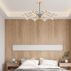 Moderne Kronleuchter Gold/Schwarz Metall Glas Zweig Wohnzimmer