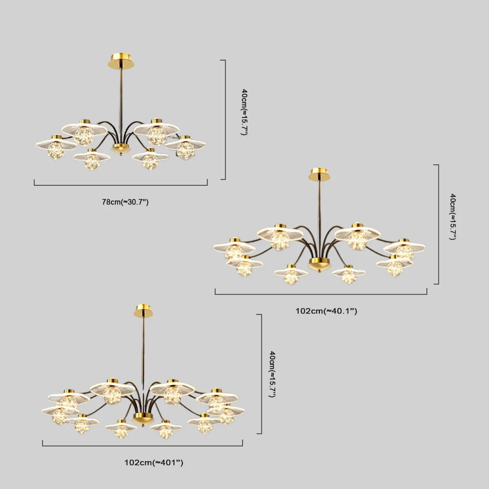 Moderne Kronleuchter Gold/Schwarz Metall Glas Zweig Wohnzimmer