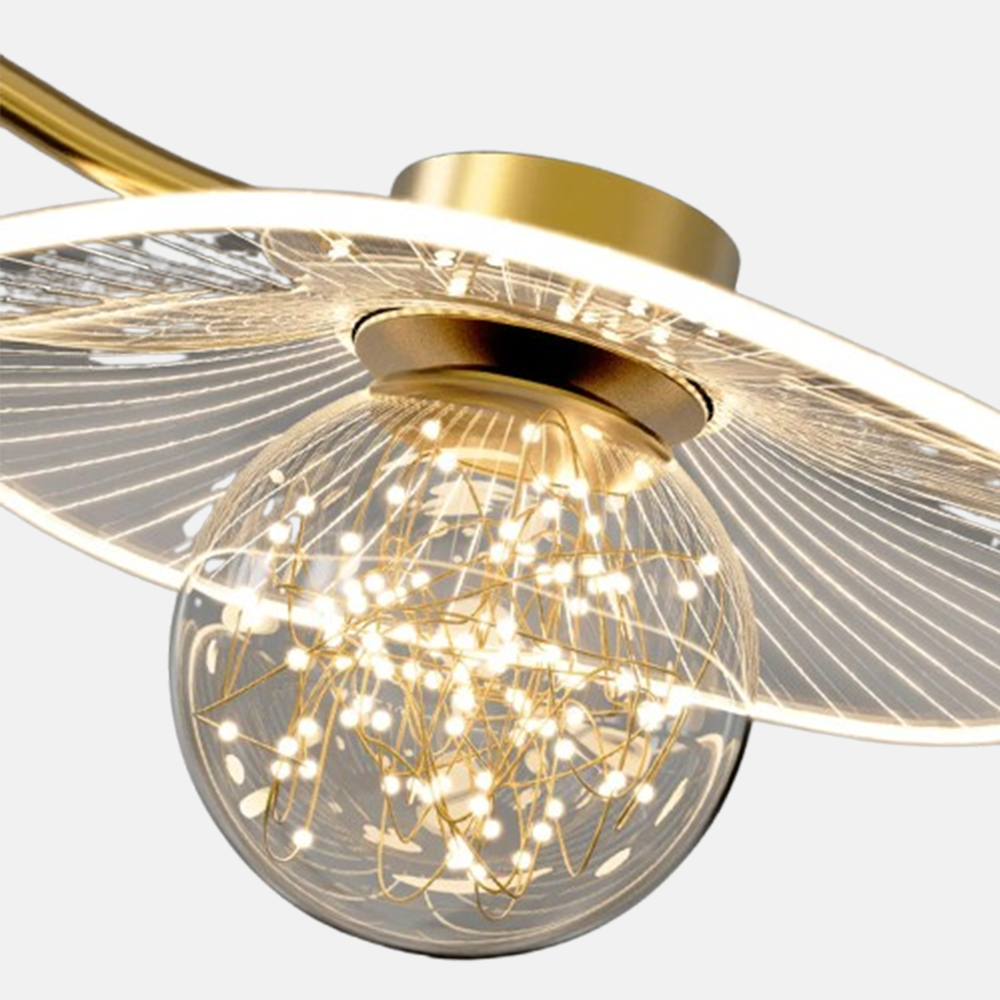 Moderne Kronleuchter Gold/Schwarz Metall Glas Zweig Wohnzimmer