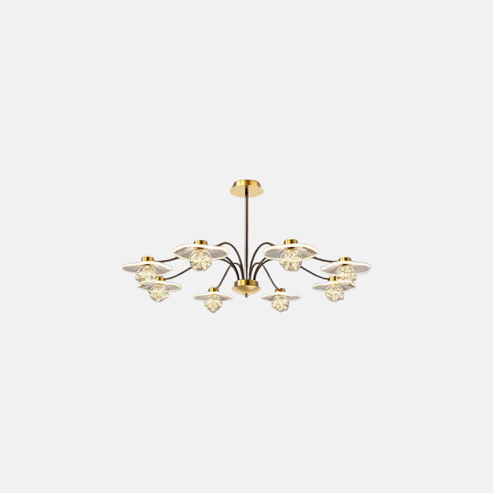 Moderne Kronleuchter Gold/Schwarz Metall Glas Zweig Wohnzimmer