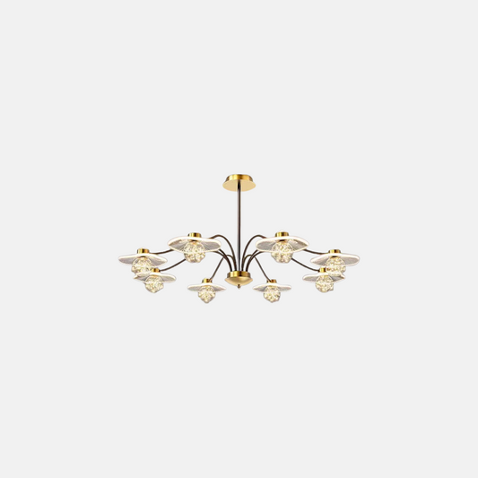 Moderne Kronleuchter Gold/Schwarz Metall Glas Zweig Wohnzimmer