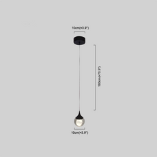 Maßzeichnung der modern Pendelleuchte LED Tropfen Schwarz 