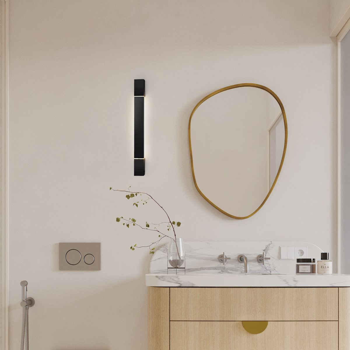 Moderne Wandleuchte Schwarz Linear Metall Acryl Wohnzimmer