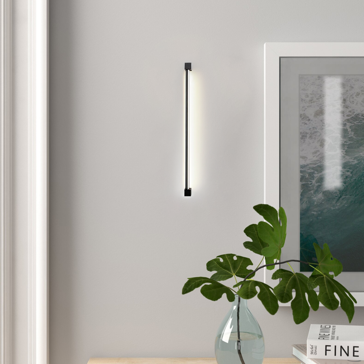 Moderne Wandleuchte Schwarz Linear Metall Acryl Wohnzimmer