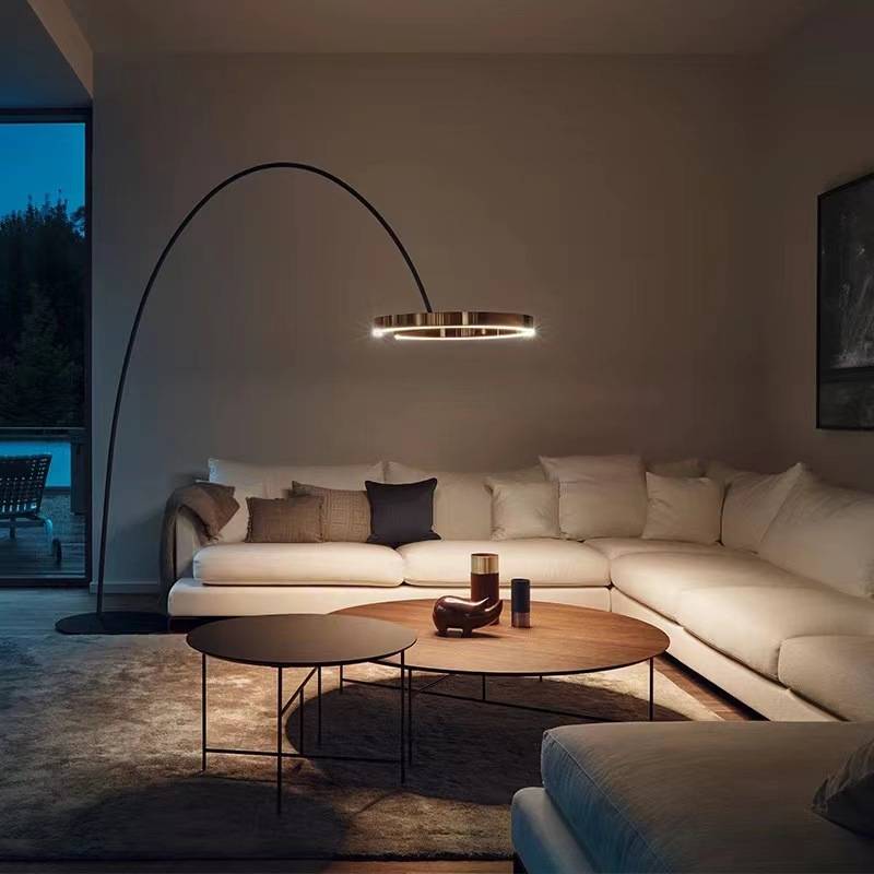 Minimalistisch Stehleuchte LED Metall Schwarz Wohnzimmer