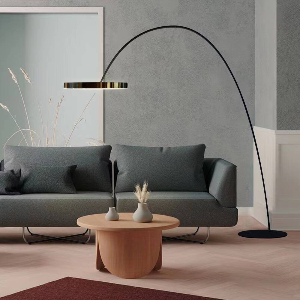 Minimalistisch Stehleuchte LED Metall Schwarz Wohnzimmer