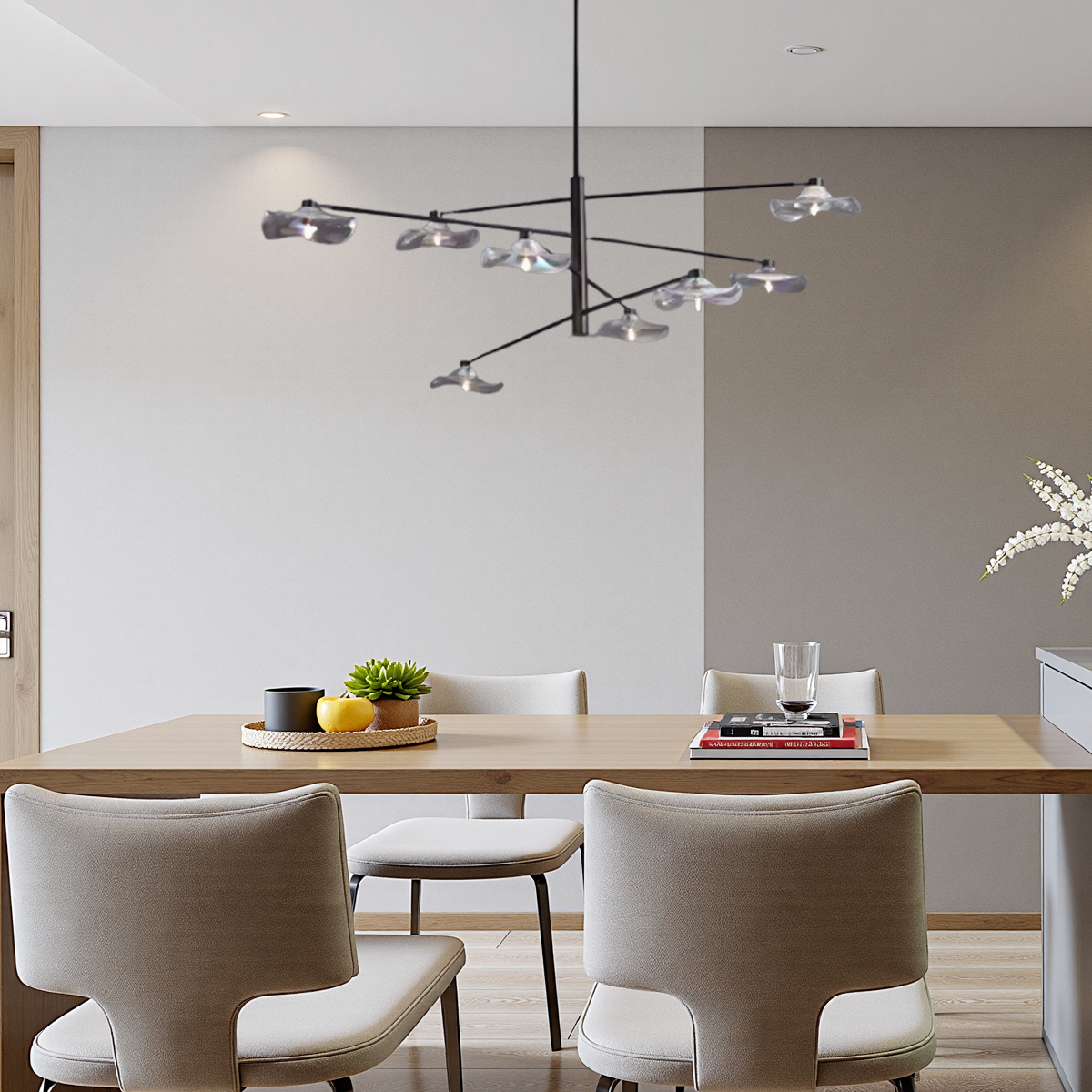 Art Deco Kronleuchter LED Kappenförmig Metall/Glas Klar Wohnzimmer